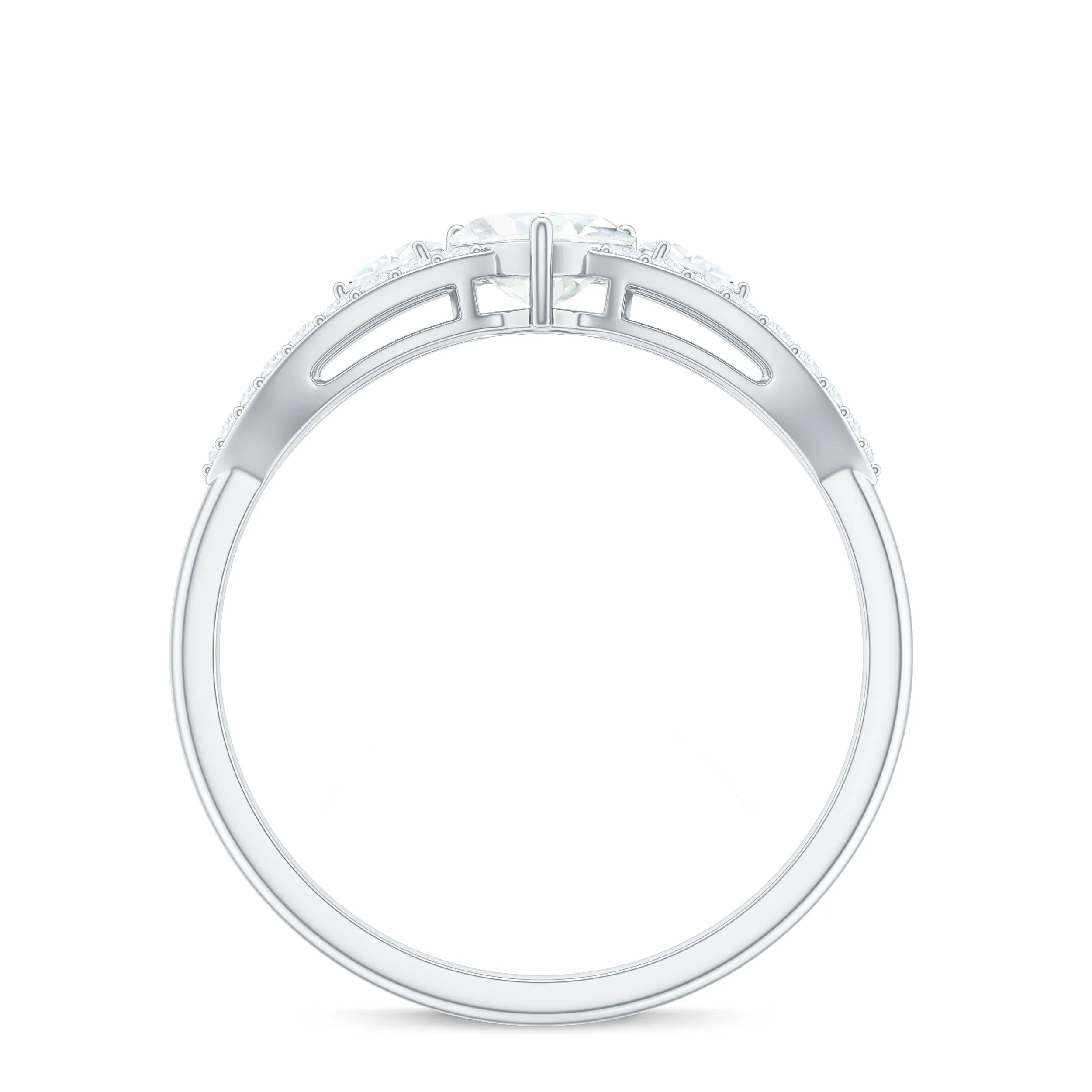 1 CT Solitaire Moissanite Heart Engagement Ring with Split Shank