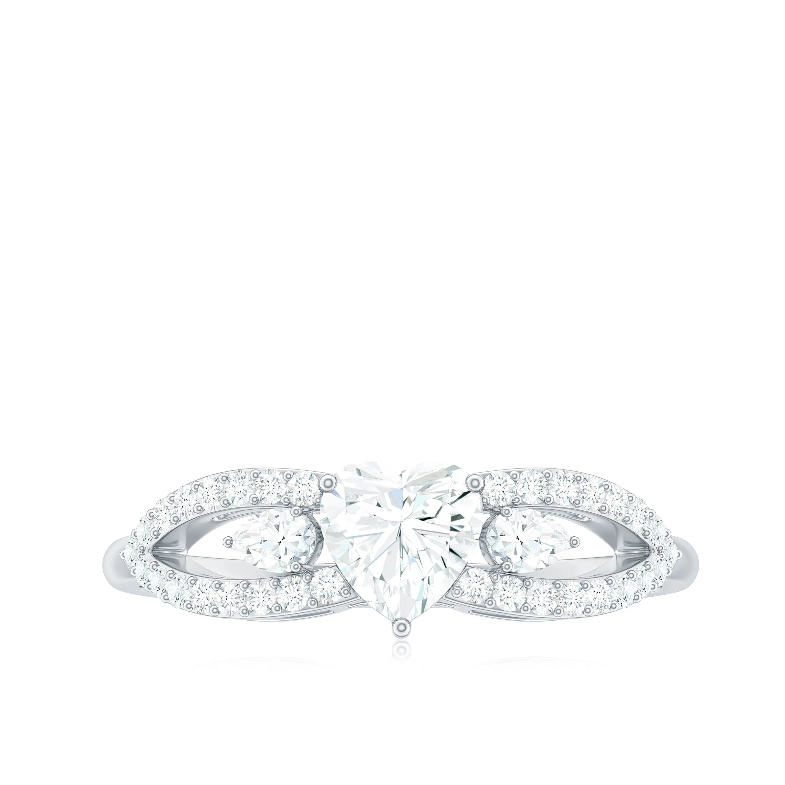 1 CT Solitaire Moissanite Heart Engagement Ring with Split Shank
