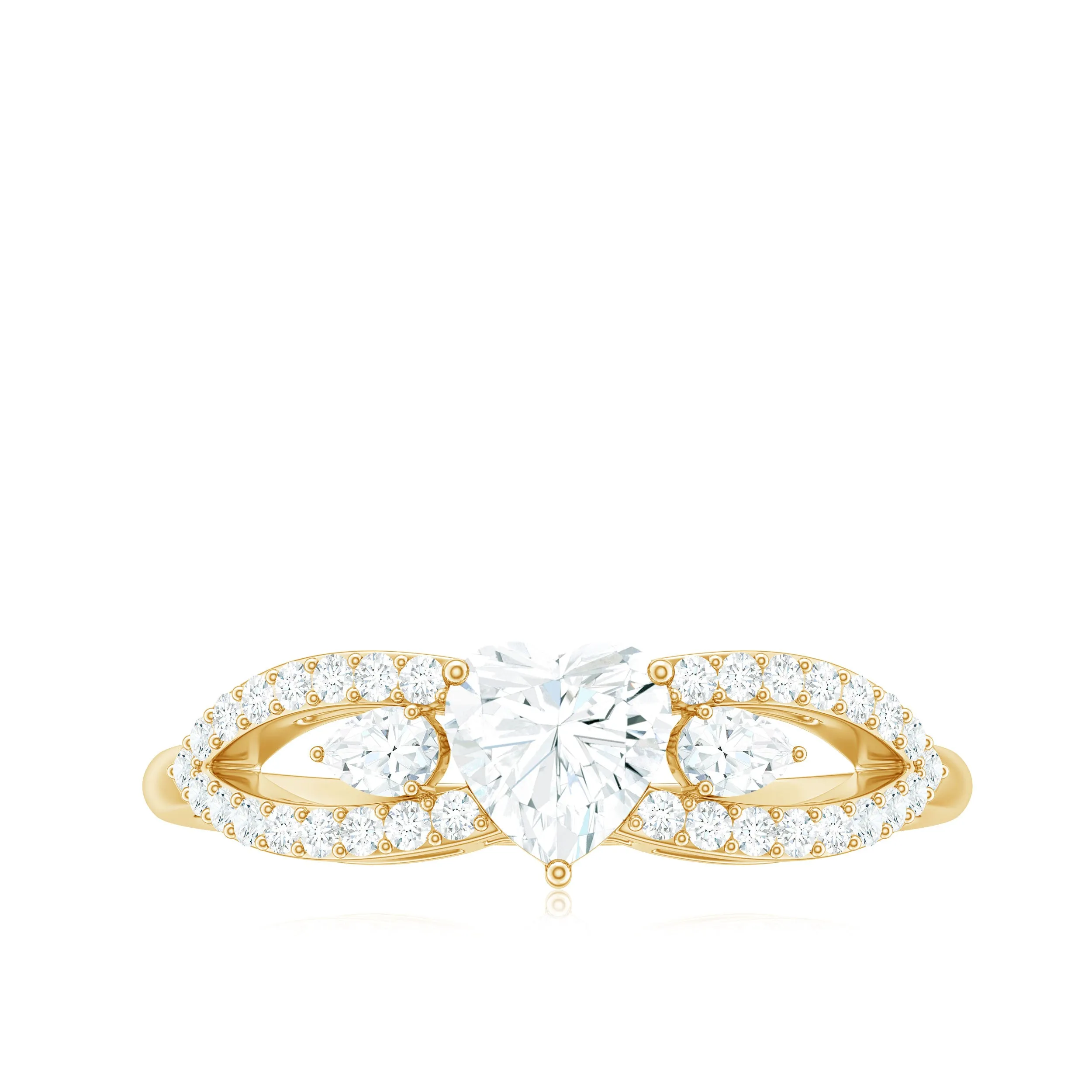 1 CT Solitaire Moissanite Heart Engagement Ring with Split Shank