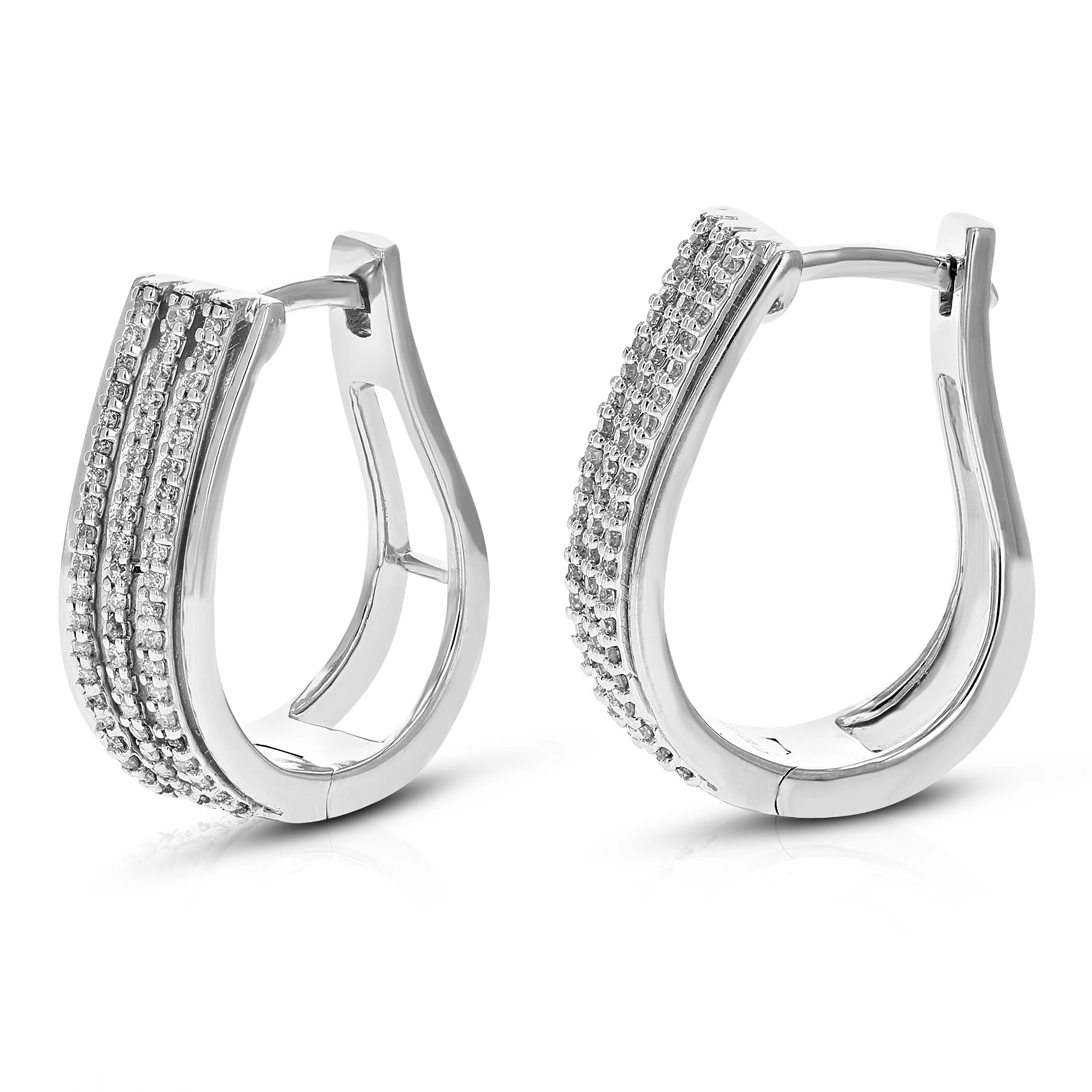 1/3 cttw Round Cut Lab Grown Diamond Hoop Earrings in .925 Sterling Silver Prong Set 3/4 Inch