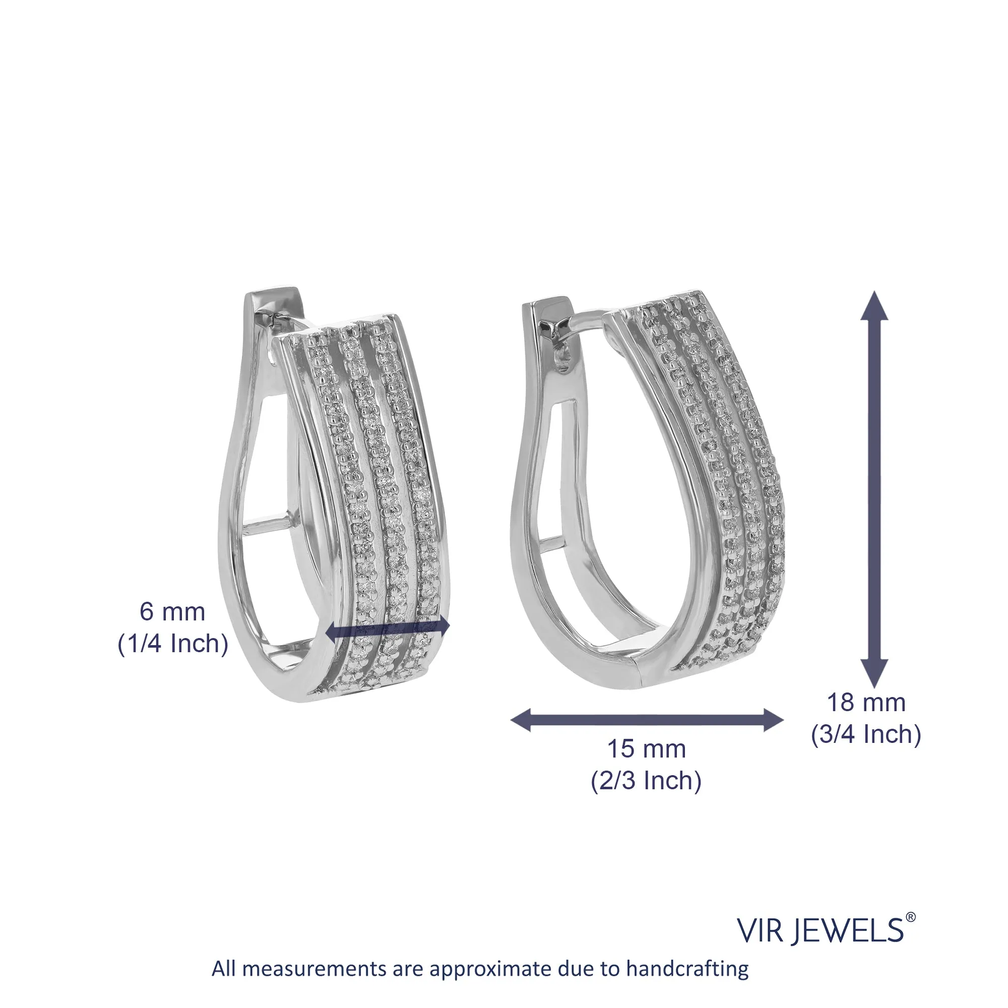 1/3 cttw Round Cut Lab Grown Diamond Hoop Earrings in .925 Sterling Silver Prong Set 3/4 Inch