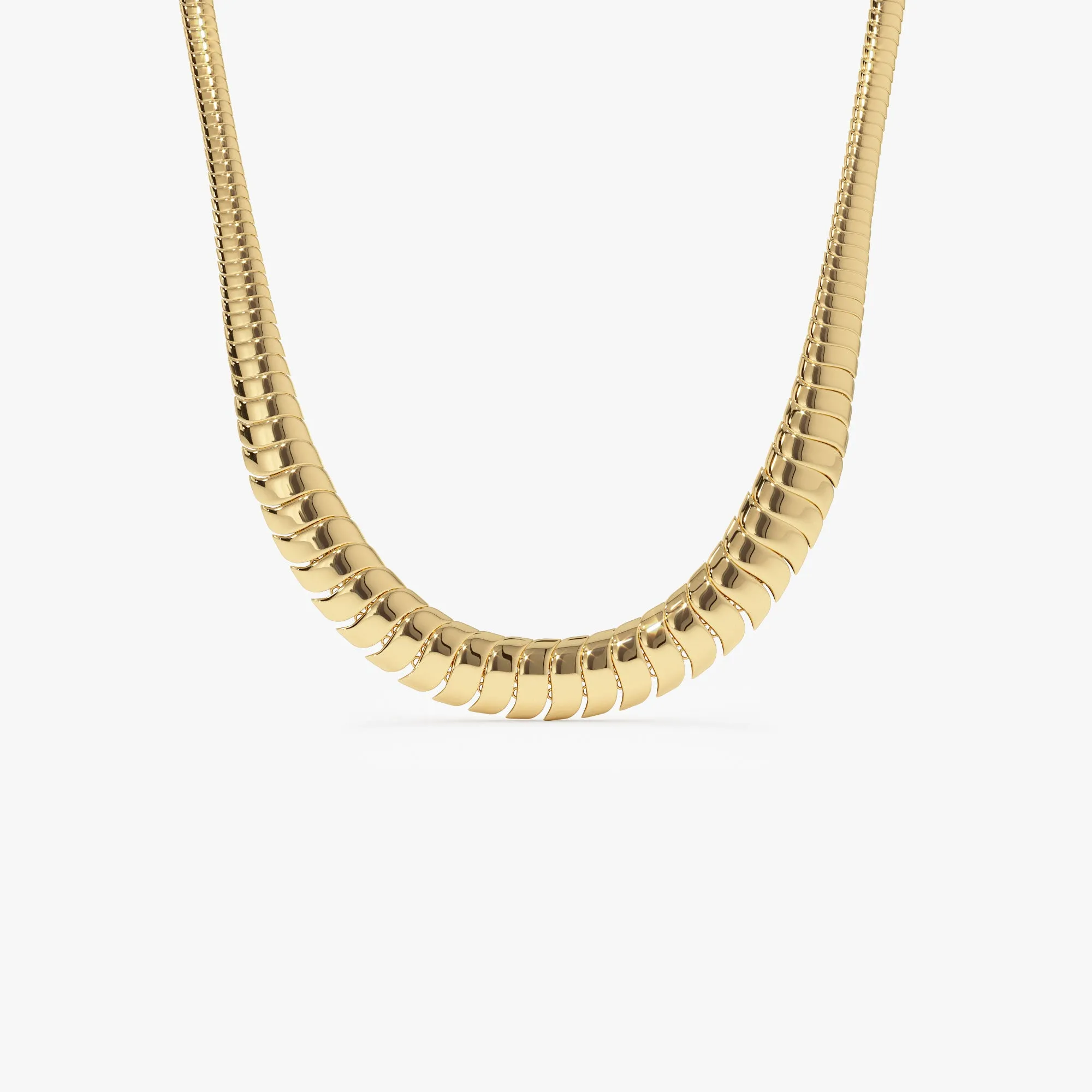 14k 12 to 5MM Graduating Cobra Necklace
