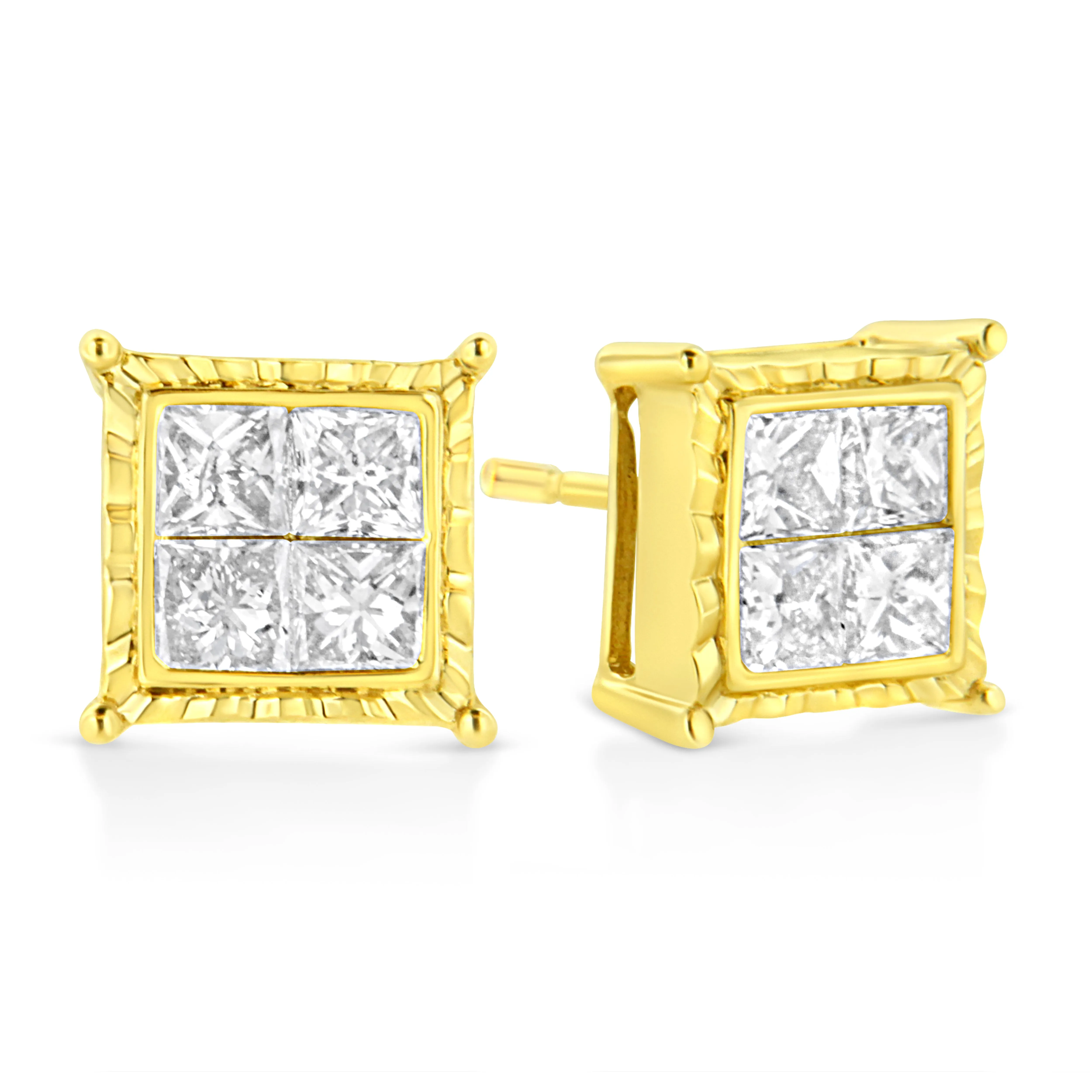 14K White Gold 1.0 Cttw 4-Prong Set Brilliant Round-Cut Solitaire Lab Grown Diamond Push Back Stud Earrings