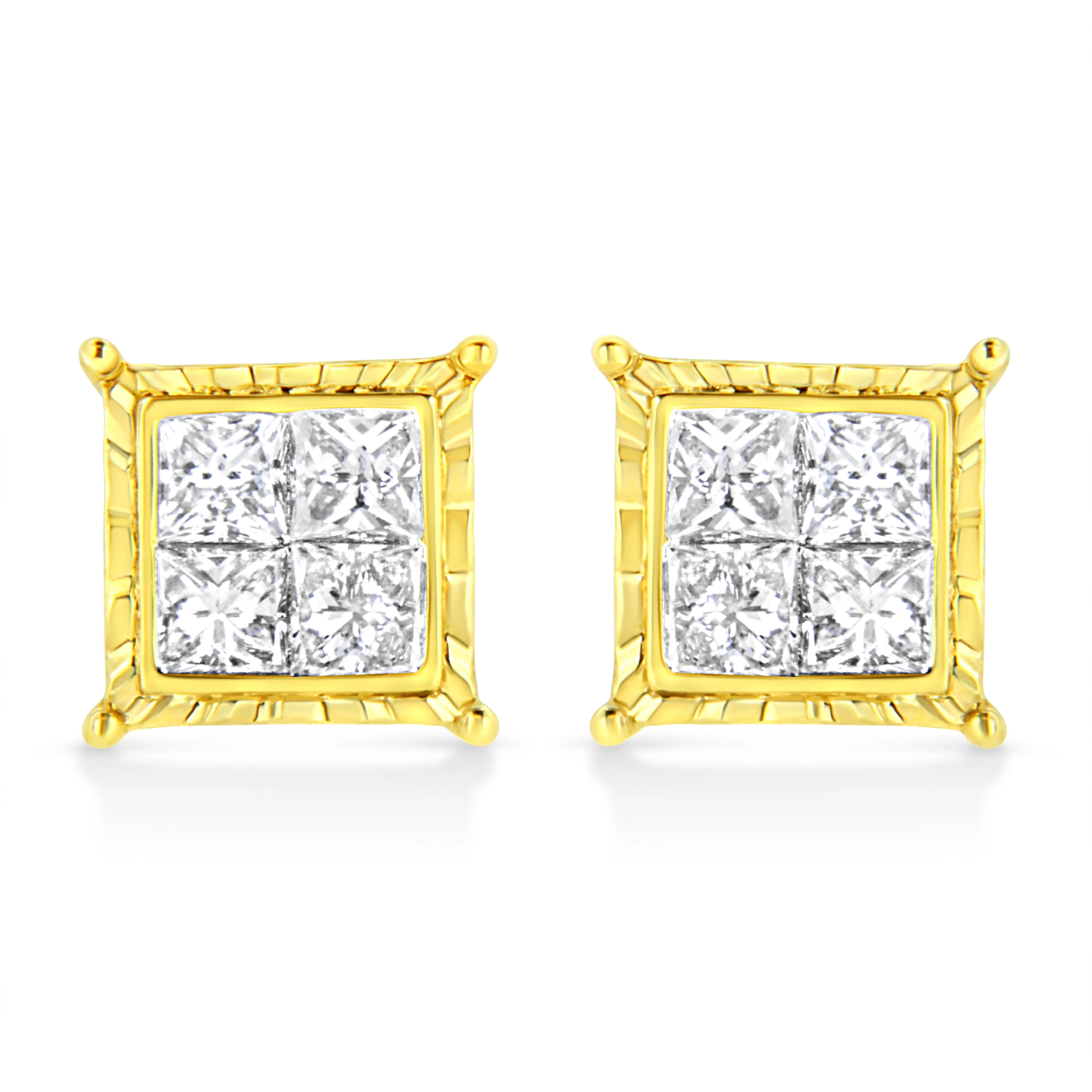 14K White Gold 1.0 Cttw 4-Prong Set Brilliant Round-Cut Solitaire Lab Grown Diamond Push Back Stud Earrings