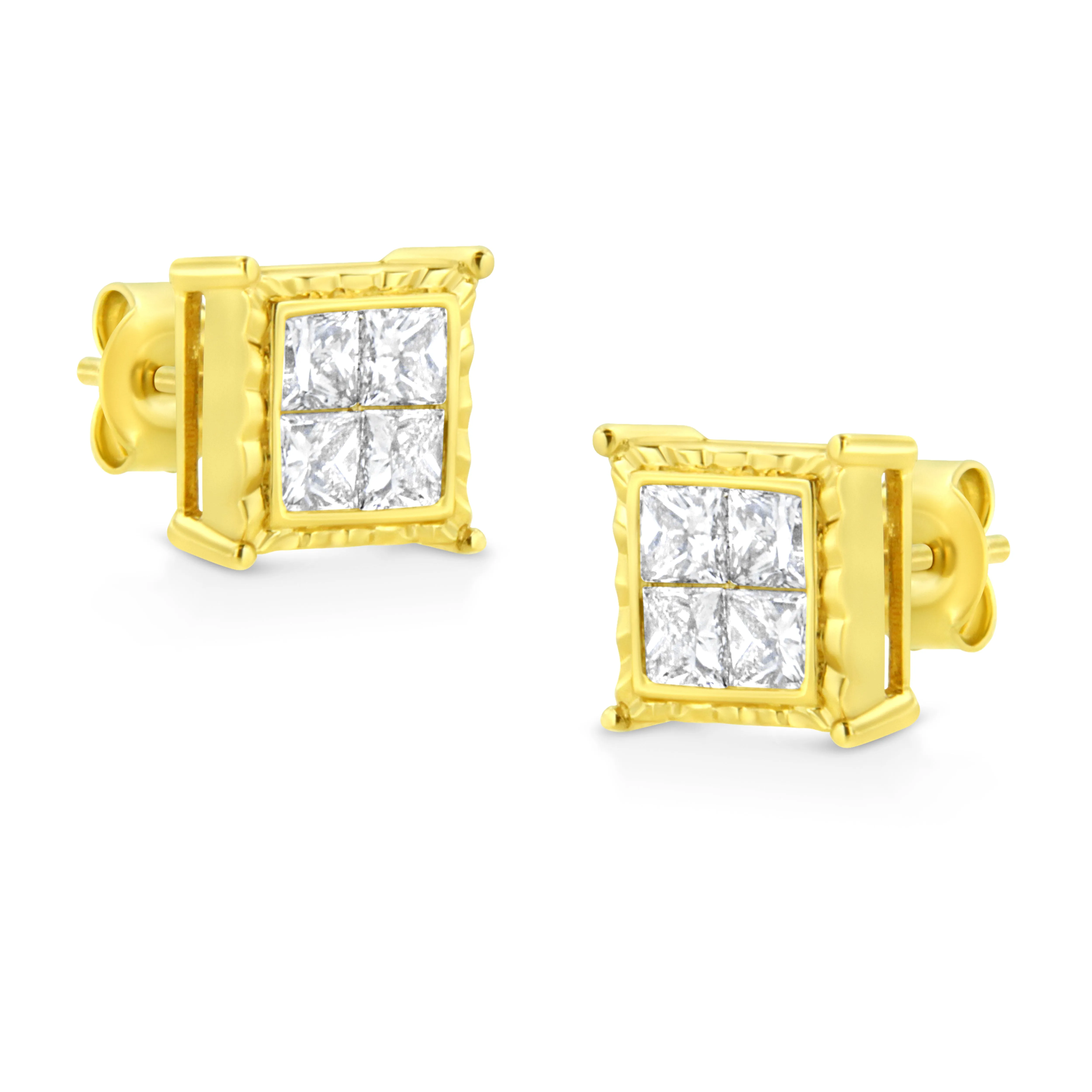 14K White Gold 1.0 Cttw 4-Prong Set Brilliant Round-Cut Solitaire Lab Grown Diamond Push Back Stud Earrings