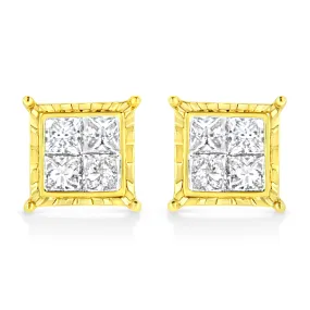 14K White Gold 1.0 Cttw 4-Prong Set Brilliant Round-Cut Solitaire Lab Grown Diamond Push Back Stud Earrings