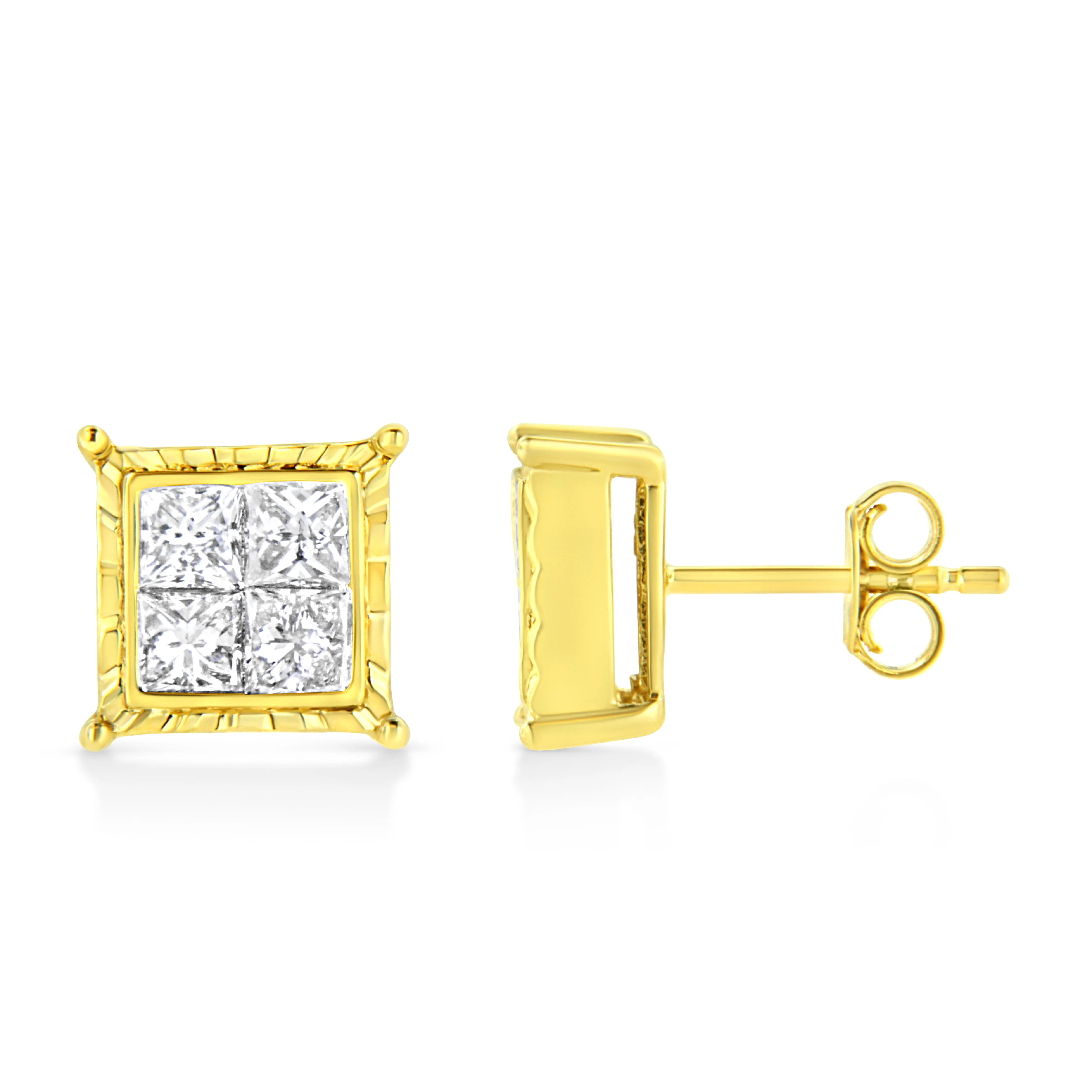 14K White Gold 1.0 Cttw 4-Prong Set Brilliant Round-Cut Solitaire Lab Grown Diamond Push Back Stud Earrings