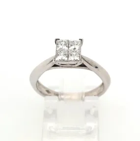 14K White Gold .60ctTW Princess-Cut Invisible-Set Diamond Engagement Ring