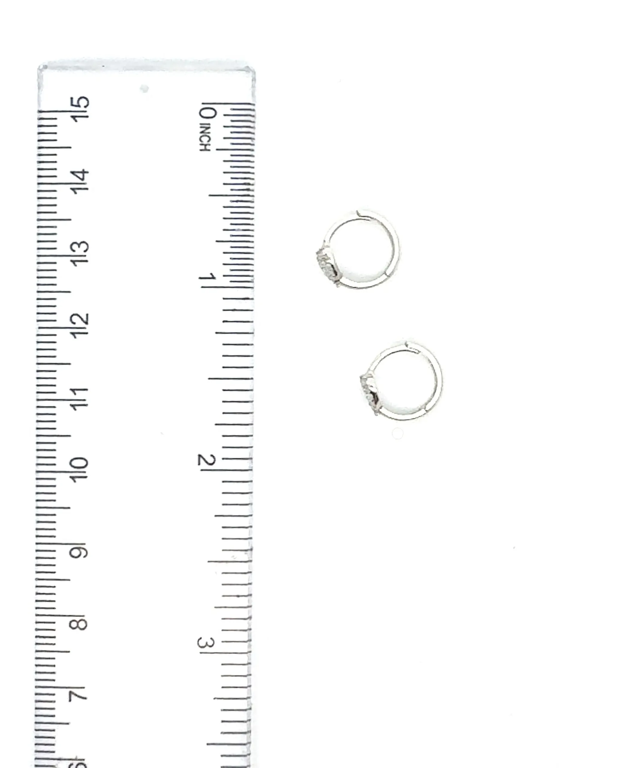14K White Gold Open Heart Huggie Hoop Earrings With CZ