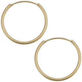 14k Yellow Gold 1mm Thick 16mm Round Tube Endless Hoop Earrings