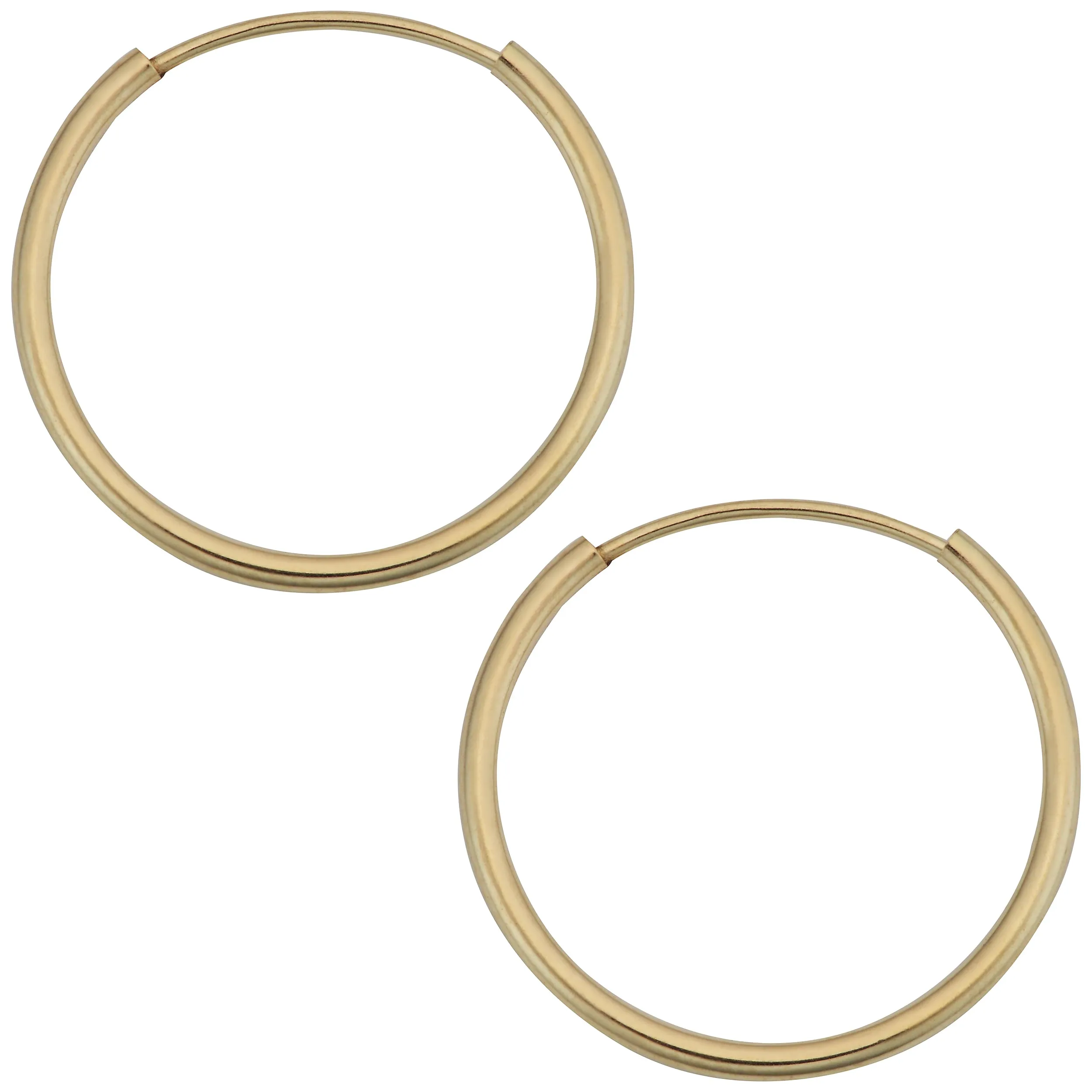 14k Yellow Gold 1mm Thick 16mm Round Tube Endless Hoop Earrings