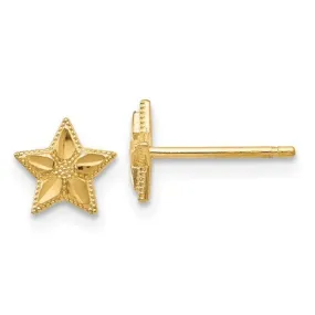 14KY Polished and D/C Star Post Earrings