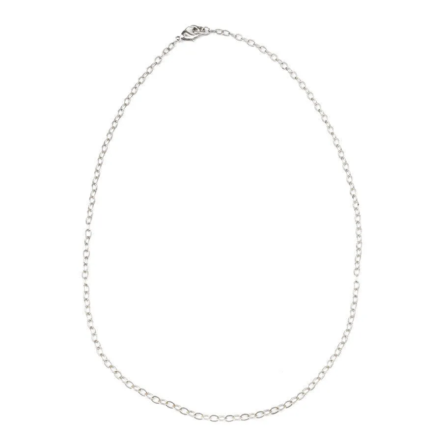 18 Inch Antique .999 Plated Silver Fine Textured Cable Chain Necklace by Nunn Designs