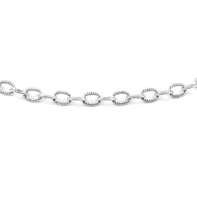 18 Inch Antique .999 Plated Silver Fine Textured Cable Chain Necklace by Nunn Designs