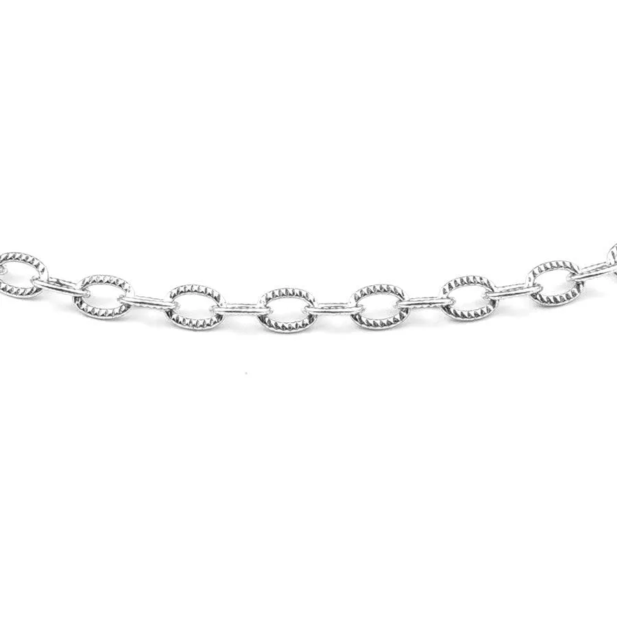 18 Inch Antique .999 Plated Silver Fine Textured Cable Chain Necklace by Nunn Designs
