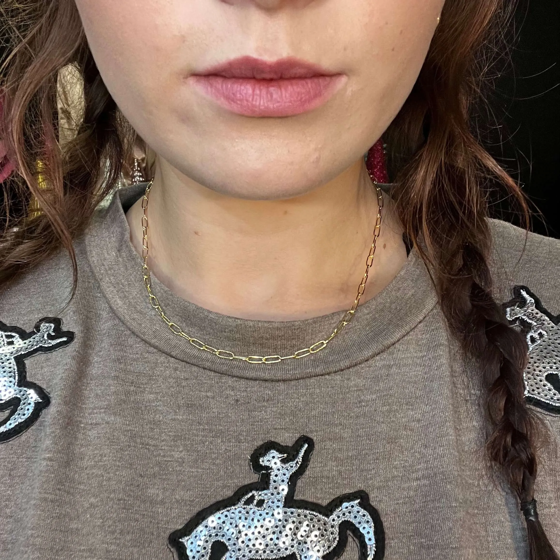 2 Strand thin chain and Gold Link Chain Fashion Necklace