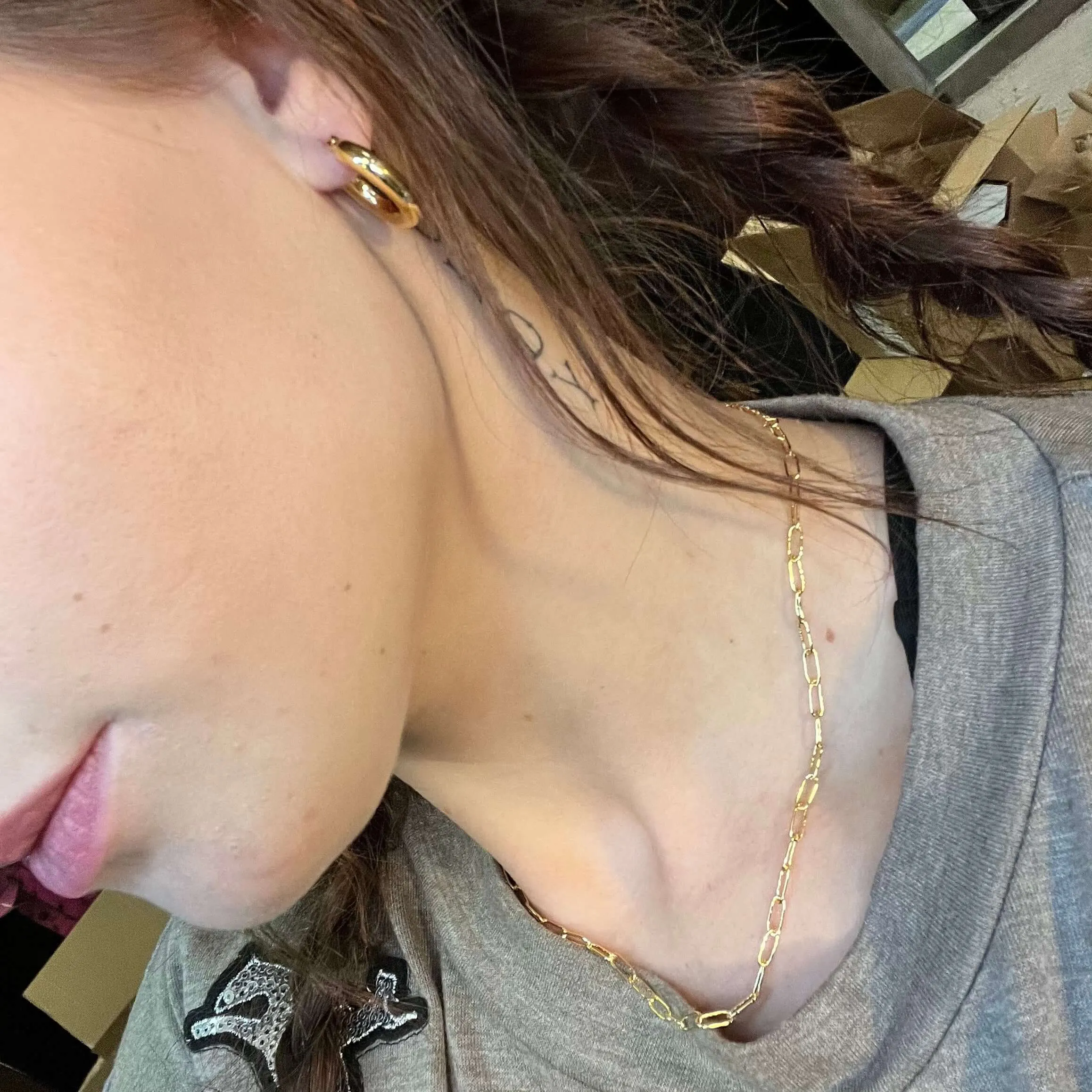 2 Strand thin chain and Gold Link Chain Fashion Necklace