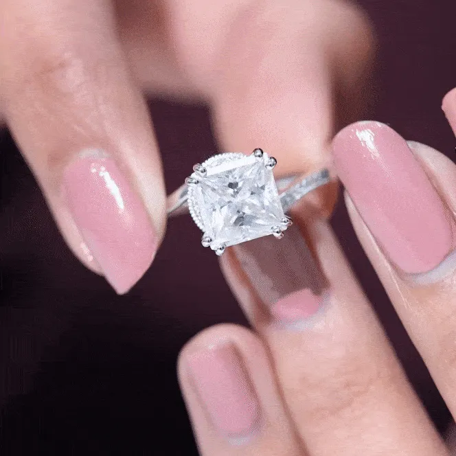 3.75 CT Bypass Engagement Ring with Moissanite and Milgrain Detailing