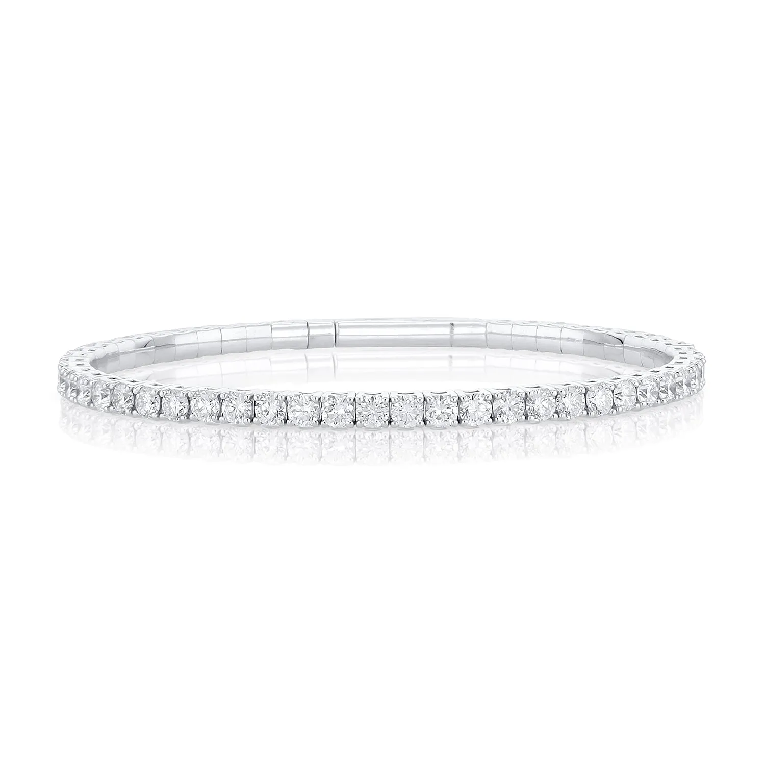 6.00 Carat Round Diamond Flexible Bangle in 14K White Gold