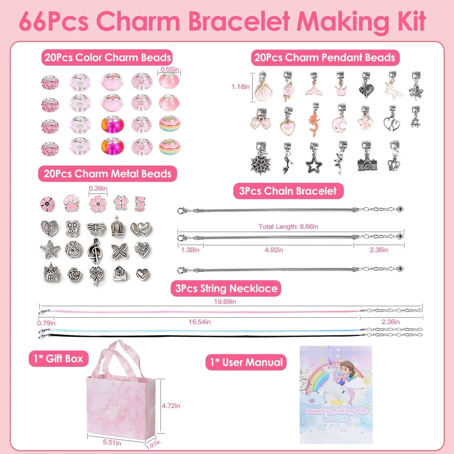 66-Pieces: Charm Bracelet Making Kit