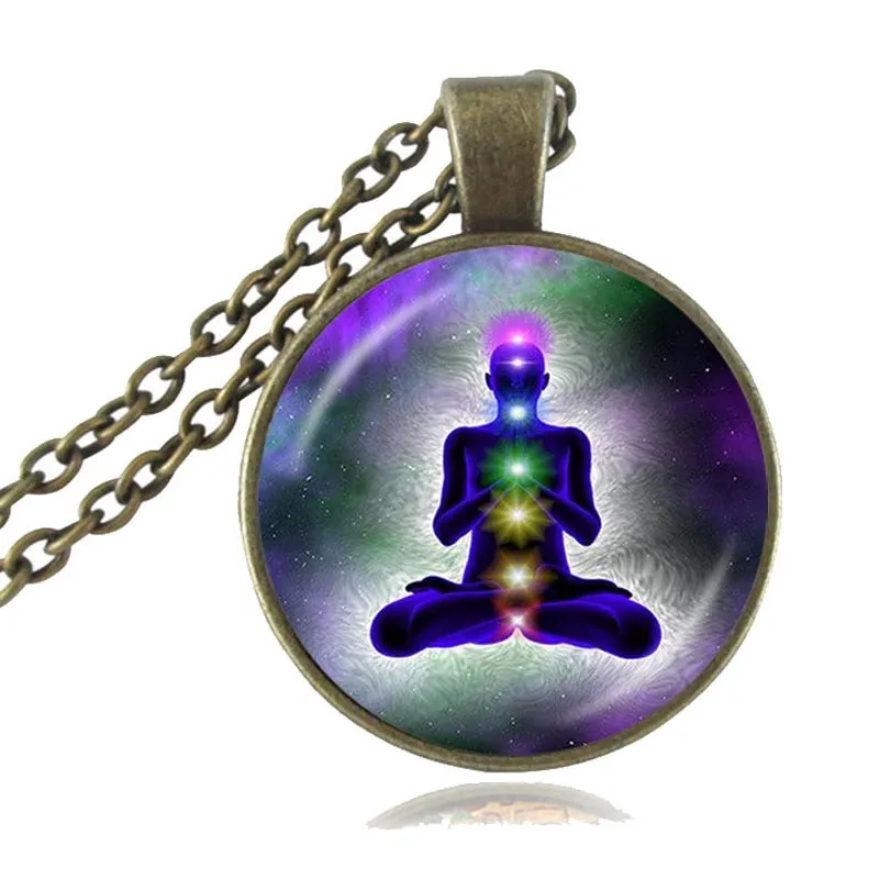 7 Chakra Reiki Healing Necklace Buddha Yoga Meditation Pendant Spiritual Om Symbol Hope Jewelry Chain Statement Necklace