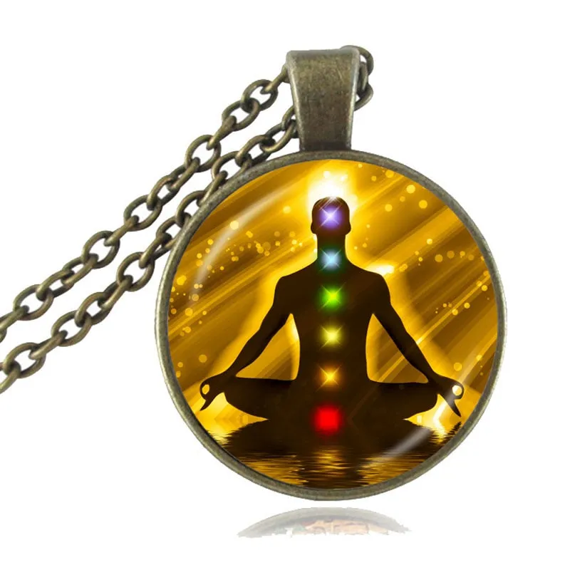 7 Chakra Reiki Healing Necklace Buddha Yoga Meditation Pendant Spiritual Om Symbol Hope Jewelry Chain Statement Necklace