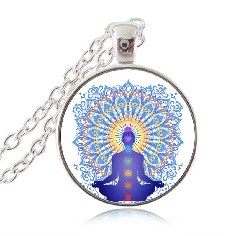 7 Chakra Reiki Healing Necklace Buddha Yoga Meditation Pendant Spiritual Om Symbol Hope Jewelry Chain Statement Necklace