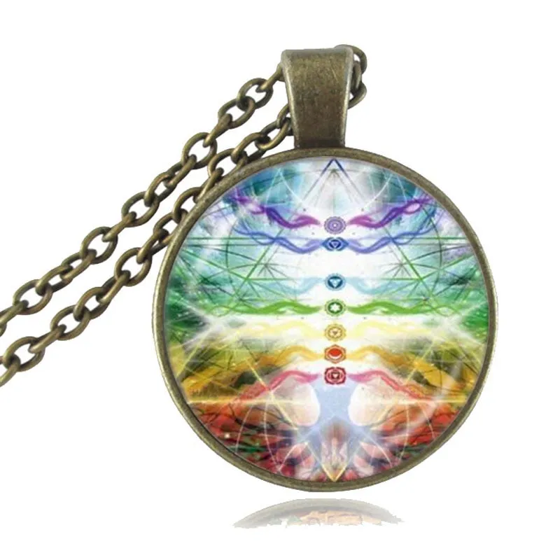 7 Chakra Reiki Healing Necklace Buddha Yoga Meditation Pendant Spiritual Om Symbol Hope Jewelry Chain Statement Necklace