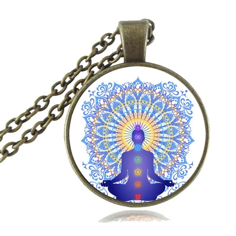 7 Chakra Reiki Healing Necklace Buddha Yoga Meditation Pendant Spiritual Om Symbol Hope Jewelry Chain Statement Necklace