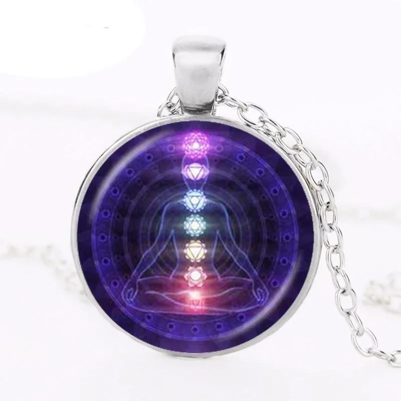 7 Chakra Reiki Healing Necklace Buddha Yoga Meditation Pendant Spiritual Om Symbol Hope Jewelry Chain Statement Necklace
