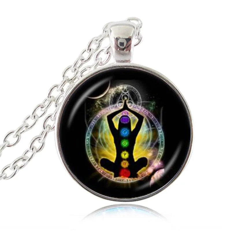 7 Chakra Reiki Healing Necklace Buddha Yoga Meditation Pendant Spiritual Om Symbol Hope Jewelry Chain Statement Necklace