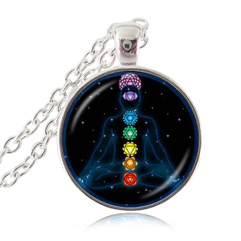 7 Chakra Reiki Healing Necklace Buddha Yoga Meditation Pendant Spiritual Om Symbol Hope Jewelry Chain Statement Necklace