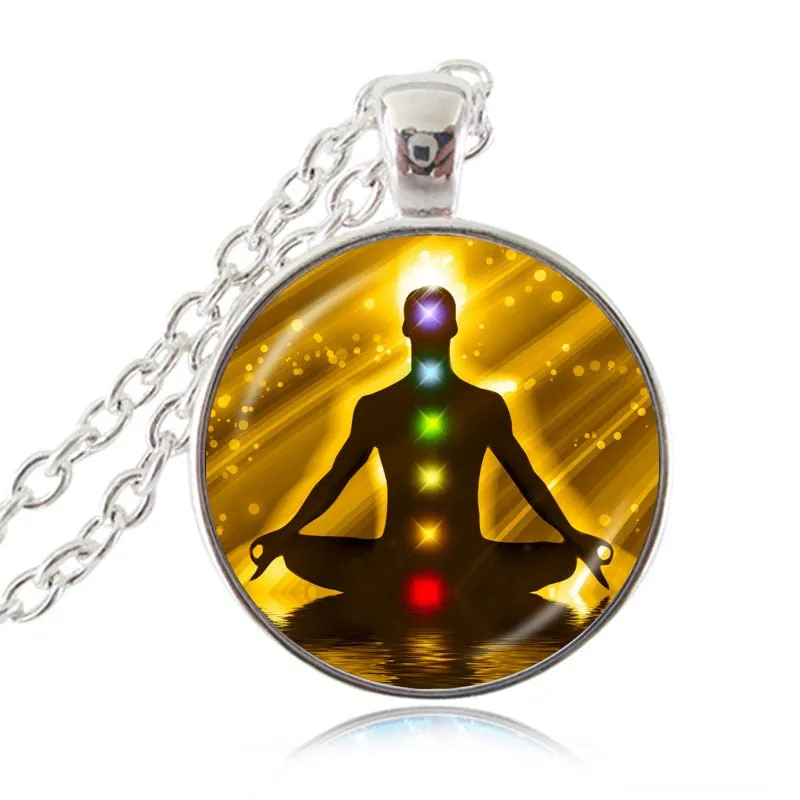 7 Chakra Reiki Healing Necklace Buddha Yoga Meditation Pendant Spiritual Om Symbol Hope Jewelry Chain Statement Necklace