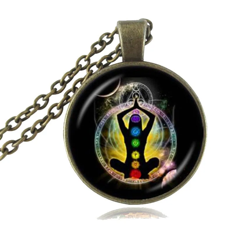 7 Chakra Reiki Healing Necklace Buddha Yoga Meditation Pendant Spiritual Om Symbol Hope Jewelry Chain Statement Necklace