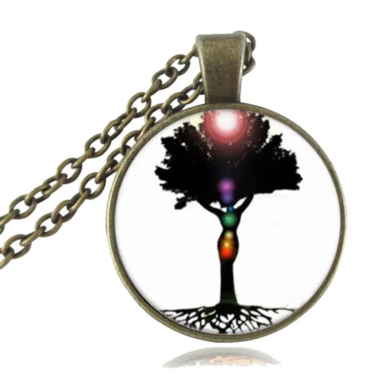 7 Chakra Reiki Healing Necklace Buddha Yoga Meditation Pendant Spiritual Om Symbol Hope Jewelry Chain Statement Necklace