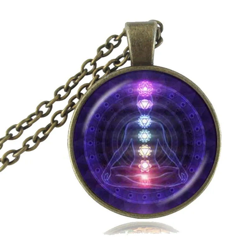 7 Chakra Reiki Healing Necklace Buddha Yoga Meditation Pendant Spiritual Om Symbol Hope Jewelry Chain Statement Necklace