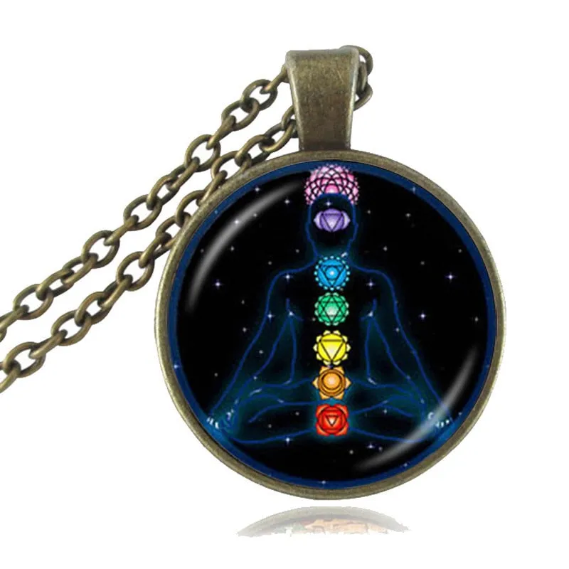 7 Chakra Reiki Healing Necklace Buddha Yoga Meditation Pendant Spiritual Om Symbol Hope Jewelry Chain Statement Necklace