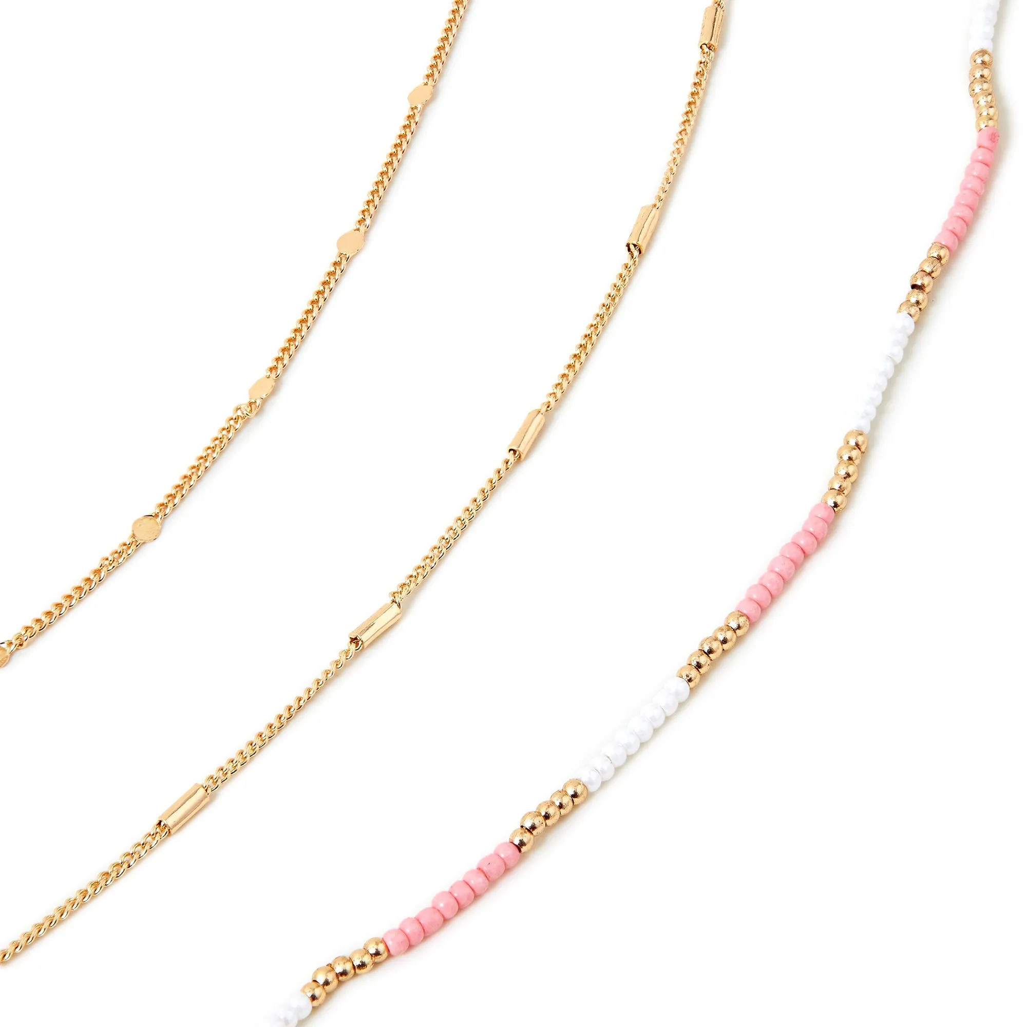 Accessorize London Women's Gold Bead And Chain Anklets Pack Of 3