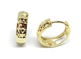 ADIRFINE 14K Solid Gold Diamond Cut Huggie Hoop Earrings