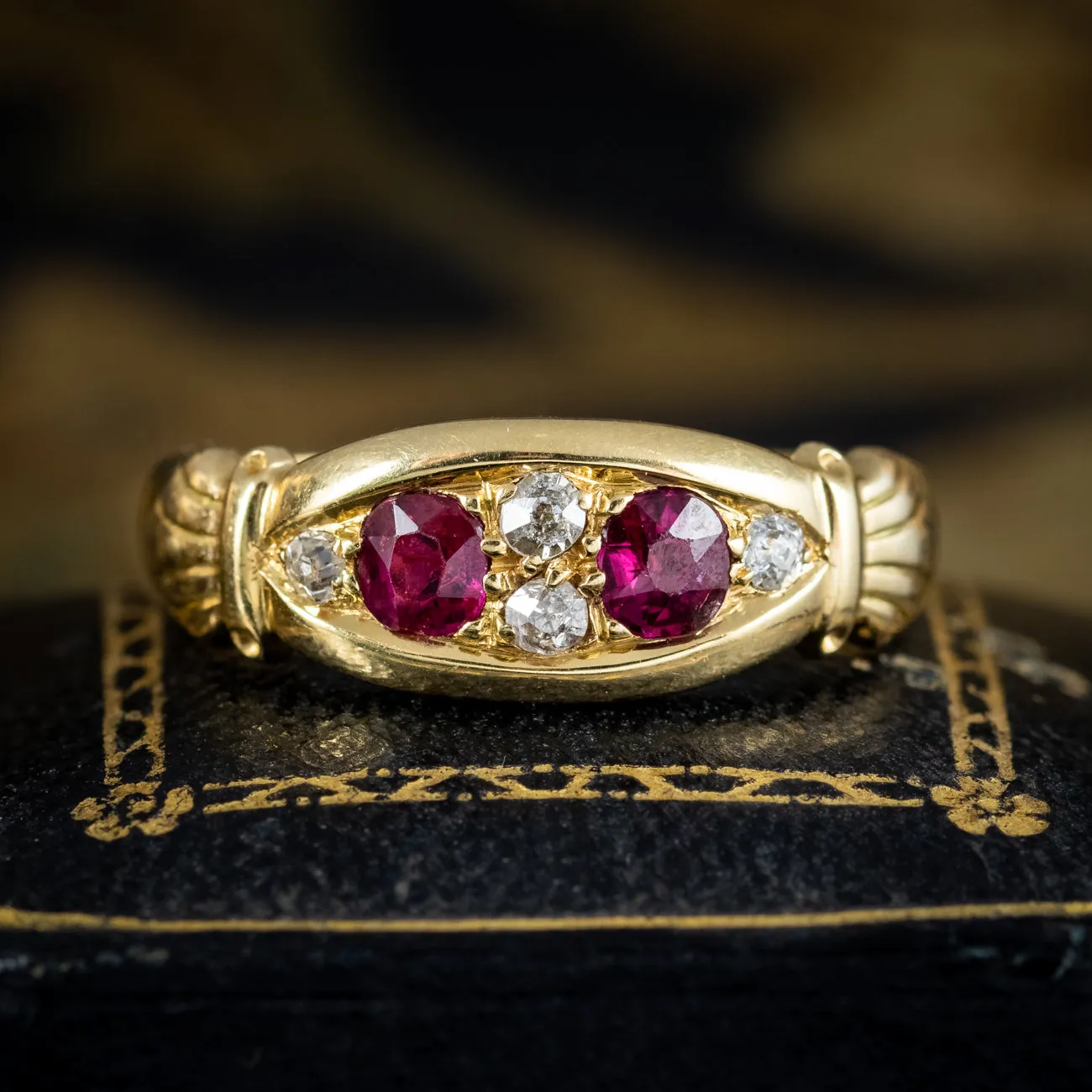 Antique Edwardian Ruby Diamond Ring 0.44ct Ruby Dated 1902