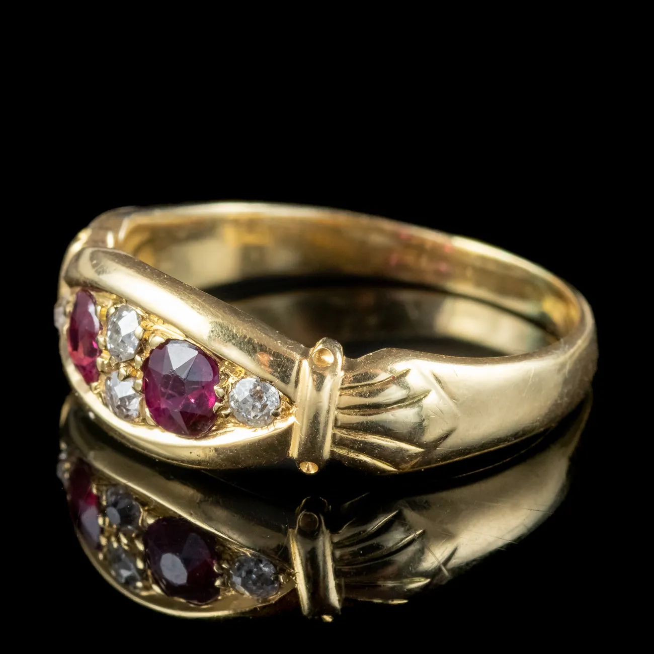 Antique Edwardian Ruby Diamond Ring 0.44ct Ruby Dated 1902