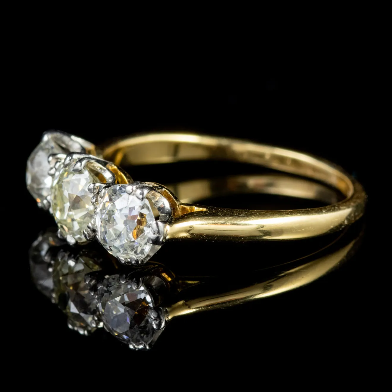 Antique Victorian Diamond Trilogy Ring 18Ct Gold Circa 1900 Cert