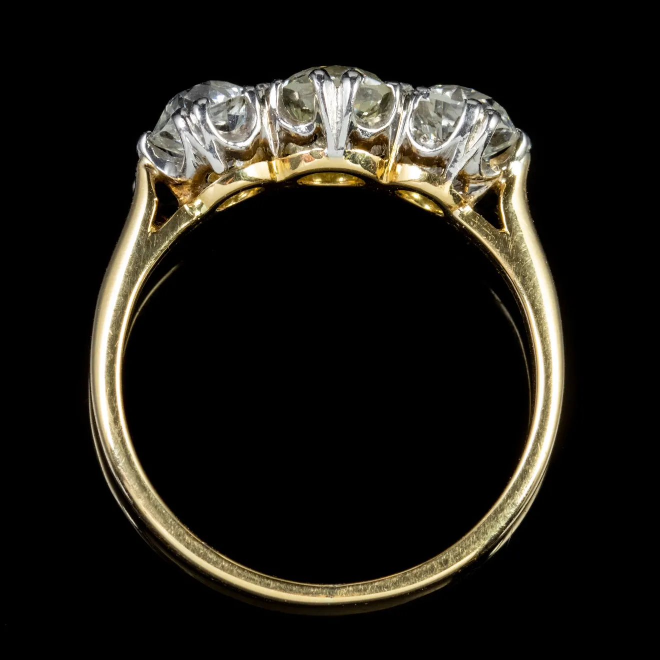 Antique Victorian Diamond Trilogy Ring 18Ct Gold Circa 1900 Cert