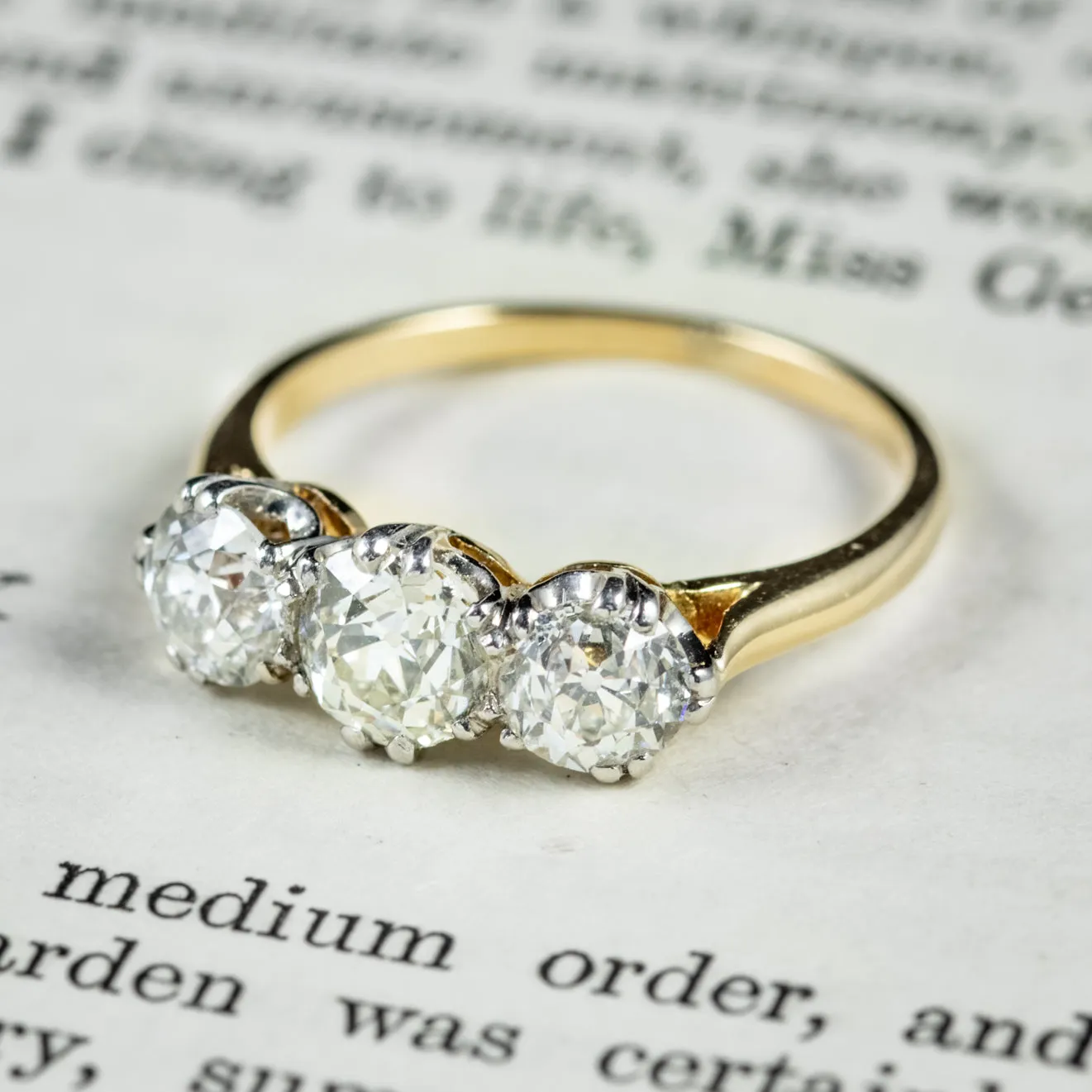 Antique Victorian Diamond Trilogy Ring 18Ct Gold Circa 1900 Cert