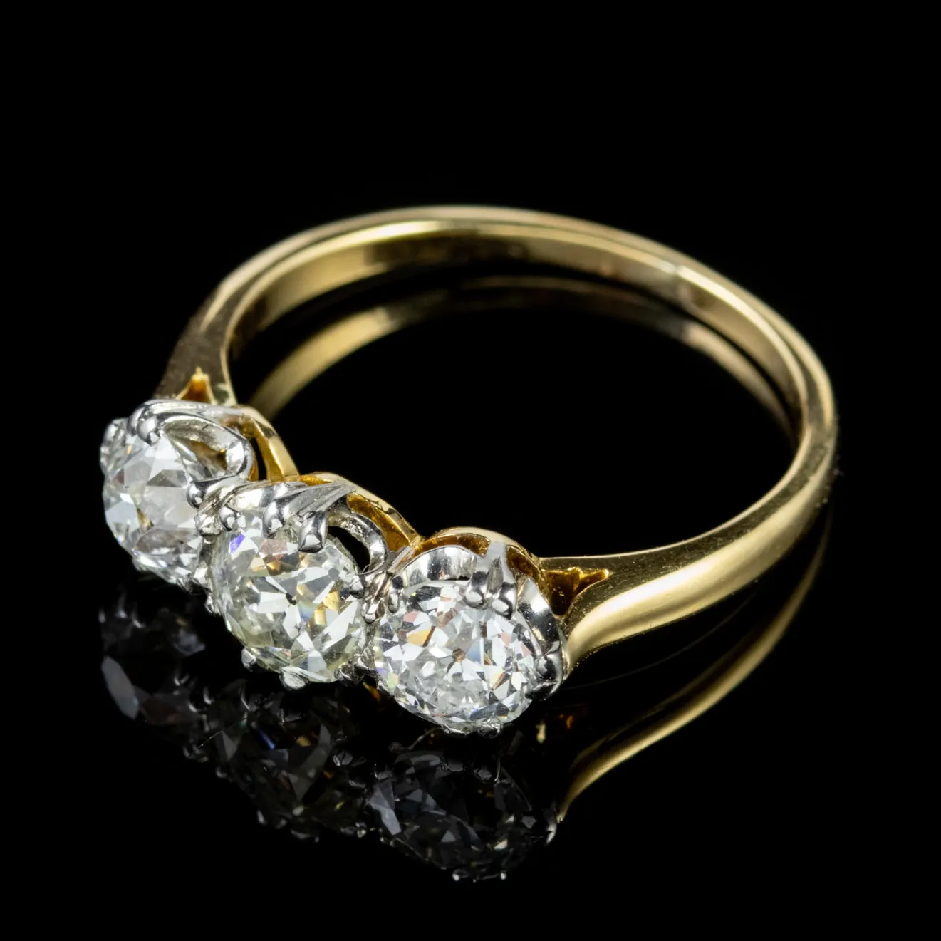 Antique Victorian Diamond Trilogy Ring 18Ct Gold Circa 1900 Cert