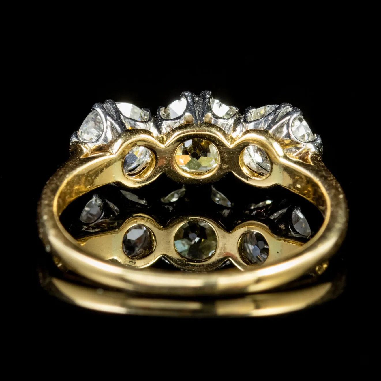 Antique Victorian Diamond Trilogy Ring 18Ct Gold Circa 1900 Cert