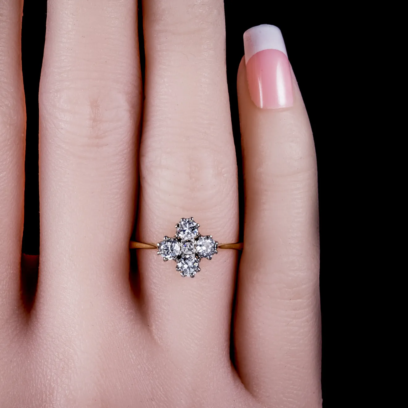 Antique Victorian Old Cut Diamond Cluster Ring 18Ct Gold Platinum Circa 1880