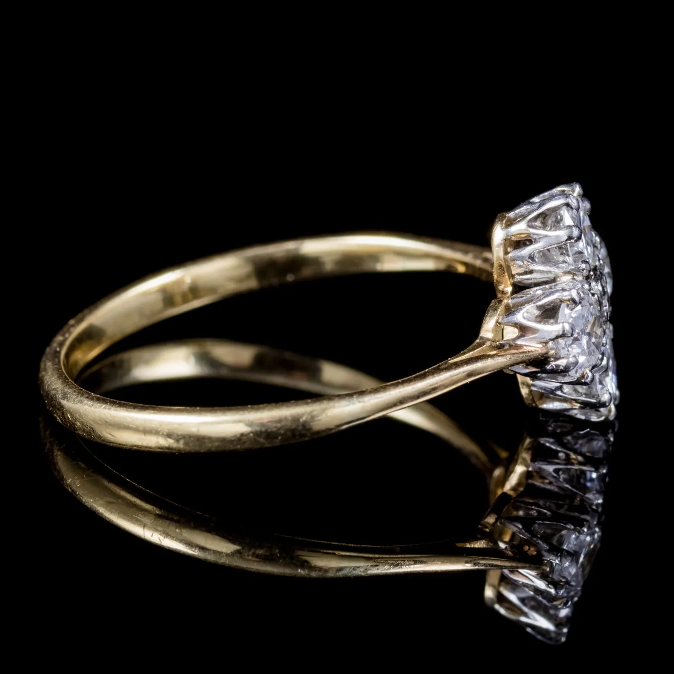 Antique Victorian Old Cut Diamond Cluster Ring 18Ct Gold Platinum Circa 1880