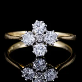 Antique Victorian Old Cut Diamond Cluster Ring 18Ct Gold Platinum Circa 1880