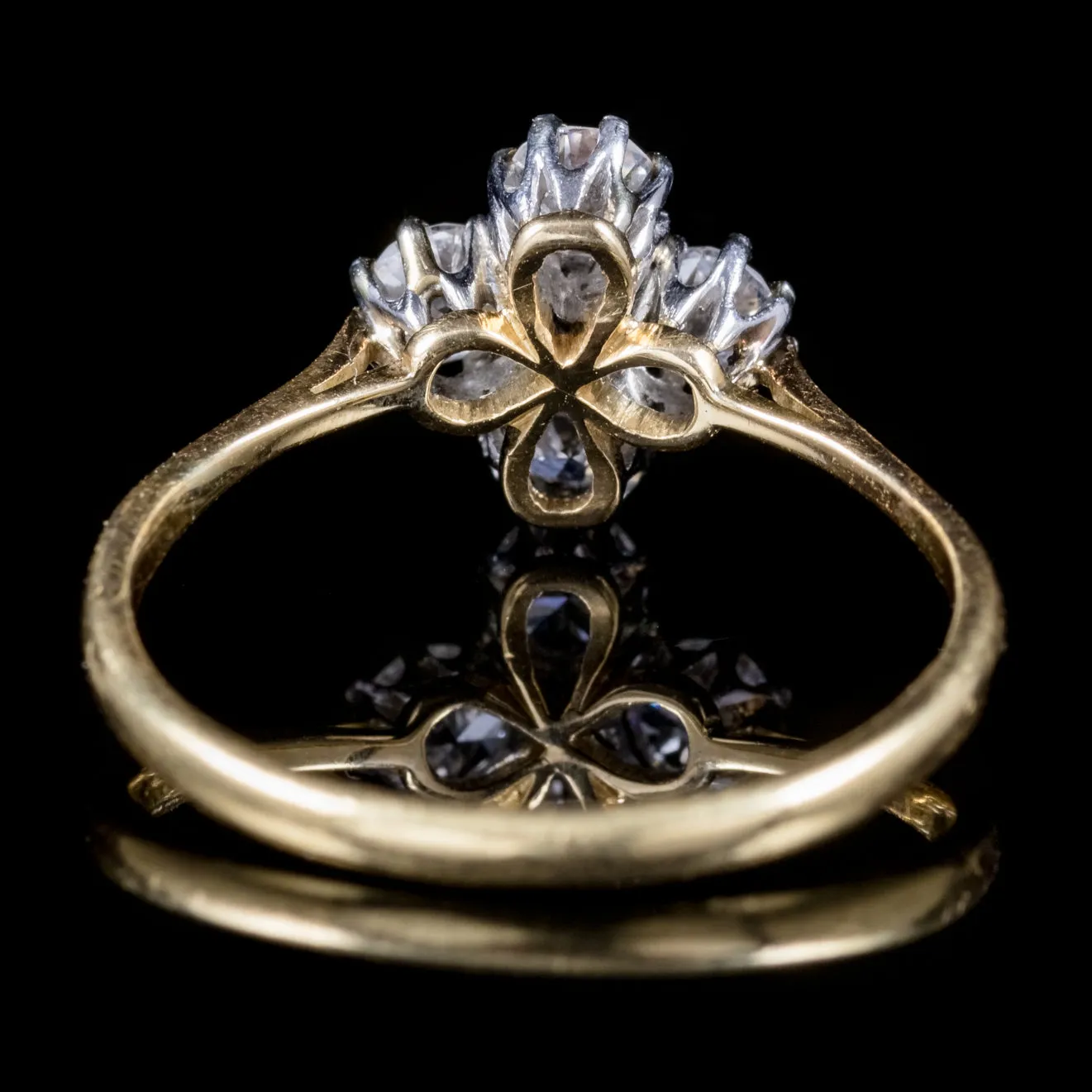 Antique Victorian Old Cut Diamond Cluster Ring 18Ct Gold Platinum Circa 1880